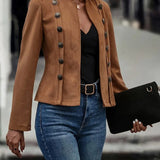 Veste élégante à double boutonnage de couleur unie