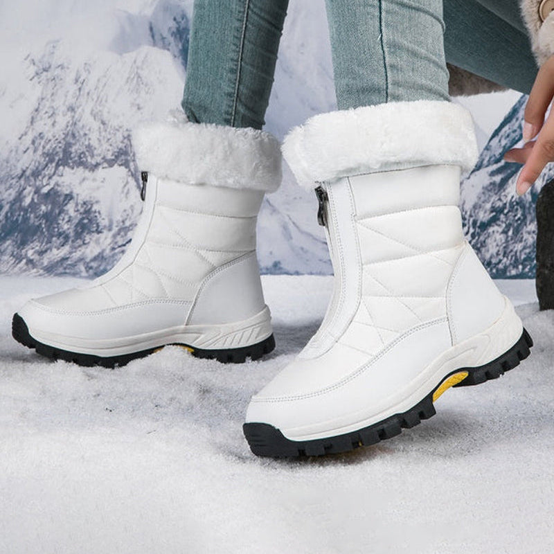 Bottes De Neige Chaudes Antidérapantes À Fermeture Éclair Pour Femmes