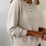 Pull Élégant Bouton Manche Raglan