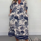 Robe à poche col V imprimé animal