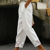 Pantalon Crop Dentelle Cheville