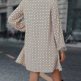 Robe imprimée à manches longues avec revers
