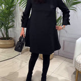 Robe décontractée au genou avec manches longues