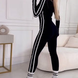 Combinaison sport décontractée à rayures collants et amincissante