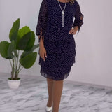Robe élégante superposée à imprimé pois