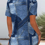 Blouse Vintage Jean Contraste Découpée