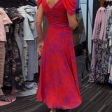 Robe imprimée fendue plissée