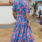Robe à imprimé roses et fentes