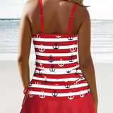 Ensemble de maillot de bain à bretelles imprimé rayé