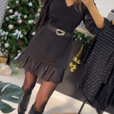 Robe Élégante À Col En V Et Motif Patchwork