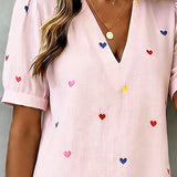 Robe Colorée À Imprimé Cœur Et Col En V