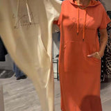 Robe À Capuche Décontractée Cordon