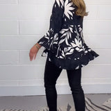 Blouse imprimée à manches cloche et boutons