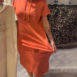 Robe À Capuche Décontractée Cordon