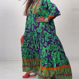 Robe longue décontractée imprimée à col en V