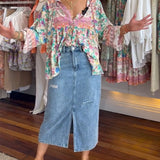 Blouse décontractée à imprimé floral coloré