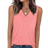 Débardeur T-Shirt Femme Sans Manches Col V Amincissant Coupe Décontractée