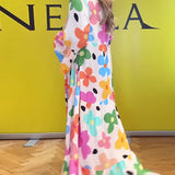 Robe décontractée à manches cloche et imprimé floral coloré
