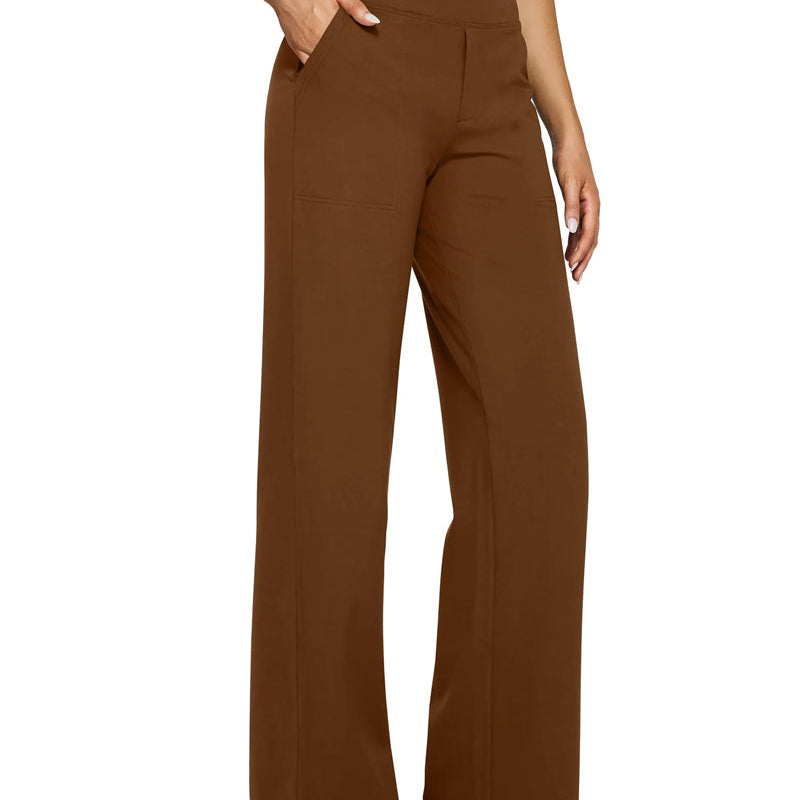 Pantalon Femme Taille Haute Extensible Décontracté Yoga Jambe Large