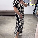 Robe imprimée à manches courtes et épaules dénudées