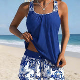 Tankini Imprimé Gilet Et Short Deux-Pièces