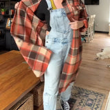 Manteau décontracté à carreaux avec boutons
