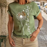 T - Shirt Imprimé Pissenlit Manches Courtes