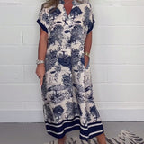 Robe à poche col V imprimé animal