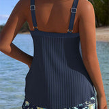 Tankini Rayé Deux Pièces Short De Plage