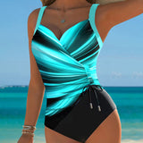 Maillot de Bain Monopièce Cordelette de Couleur Contrastée