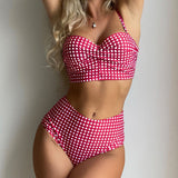 Bikini à carreaux avec des sangles minces