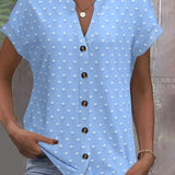 Blouse À Épaule Tombante Bleue