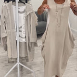 Robe patchwork de poche sans manches à la mode