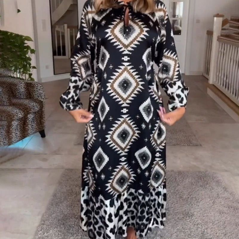 Robe à imprimé géométrique à manches longues