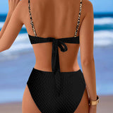 Maillot de Bain Sexy Imprimé Léopard Deux-Pièces
