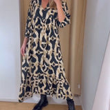 Robe longue décontractée imprimée à col en V