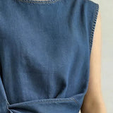 Débardeur Asymétrique Attacher Denim