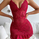 Lingerie Deep V Dentelle Robe