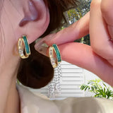 Boucles d'oreilles émeraude élégantes à double couche