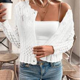 Cardigan Décontracté Col Rond Boutonné Tricoté