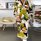 Robe à col en V imprimée noix de coco