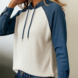 Sweat À Capuche Stylé Denim Tricoté Patchwork