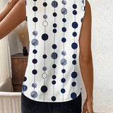 T-shirt décontracté à pois sans manches
