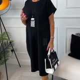 Robe décontractée à manches courtes et imprimé lettre simple
