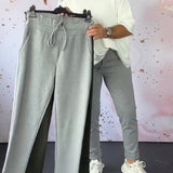 Pantalon décontracté de couleur unie avec cordon de serrage et poche
