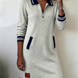 Robe À Manches Longues Avec Zip Et Revers