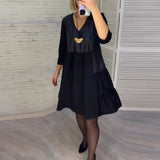 Robe patchwork à col en V