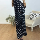 Robe à col V, coupe ample et à pois
