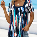 T-shirt Manches Courtes Col Large Imprimé