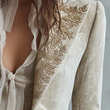 Blazer Sartoriale Femme Ivoire Brodé